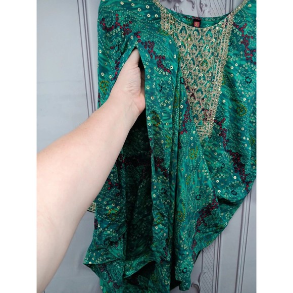 VALAS Women's Exotic Dress Made In INDIA Plus SZ 3XL Jade Green Paisley Sequins - Picture 12 of 16